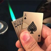 创意扑克牌充气打火机金属带验钞灯个性蓝焰 电子充气 打火机刻字 扑克牌 裸机