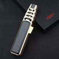 jobon中邦防风打火机创意蓝焰直冲雪茄金属锁火直柄按压打火机潮 黑色