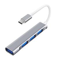 Typec扩展坞拓展笔记本USB适用苹果Macbook电脑转换器华为转接头 钛金黑 USB高速传输四口同时使用