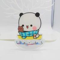 亚克力创意生日礼物女摆件可爱卡通一二熊猫摇摇乐钥匙扣挂件 围巾 立牌