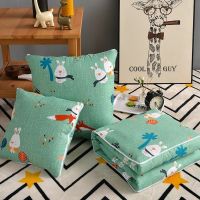 抱枕被子两用多功能办公室午休空调夏凉被沙发靠垫靠枕汽车枕头被 绿兔子 40*40展开100*150