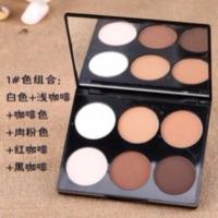美茜儿立体六色修容粉饼高光阴影瘦脸粉鼻影眉粉修容盘组合初学者 1号色送(送单只小鼻影刷)