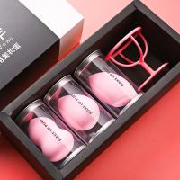 3只美妆蛋 葫芦海绵粉扑 干湿两用不吃粉彩妆化妆送支架 粉色三只装精美包装