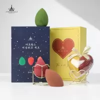 韩国尔木萄爱心美妆蛋超软不吃粉尔木葡心悦海绵化妆彩妆葫芦粉扑 心悦套盒[蓝+粉]送蛋架]