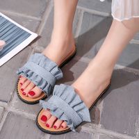 可爱少女心卡通萌萌哒小毛驴外穿凉拖鞋女夏季新款防滑底一字托鞋 蓝色 光板 35