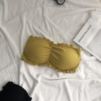 美背隐形内衣女无肩带文胸内衣女学生韩版防走光抹胸裹胸无钢圈 姜黄色 适合 70-120斤