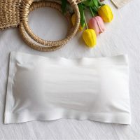 新款薄款冰丝无痕无肩带内衣女防滑抹胸裹胸无钢圈美背聚拢文胸 白色(单件装) M[71-108斤][正品]