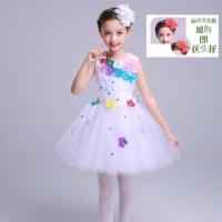 六一儿童合唱服幼儿园大小班舞蹈演出服花仙子公主裙蓬松纱裙亮片 白色 100