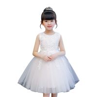 2020新款女童公主裙六一儿童节花童表演礼服蓬蓬裙花仙子晚礼服 白色 100