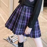 JK儿童短袖正版制服女童学院风演出服套装小学生中大童秋季百褶裙 暗黑紫色裙子 120 (建议身高110-120CM)