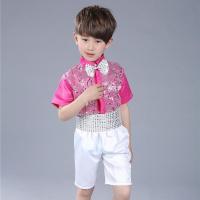 儿童舞蹈演出服新款花仙子公主蓬蓬裙纱裙女童花朵表演元旦合唱 红色男款 如图 110