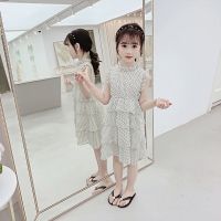 女童连衣裙2020新款夏装超洋气小女孩公主裙雪纺童装儿童裙子夏季 波点蛋糕裙(白色) 偏小一码! 110