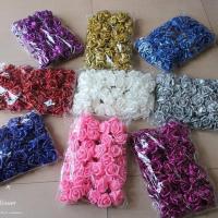 带杆仿真金粉玫瑰花头 蓝色妖姬PE花朵 情人节卡通花束包装材料 10支[颜色备注]