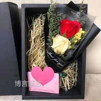 生日浪漫实用创意礼物礼盒玫瑰香皂花干花永生花送父母女友老师 2朵红香槟玫瑰礼盒 香皂花