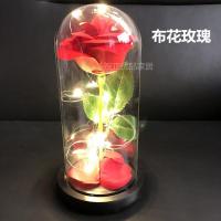 带灯玻璃罩玫瑰花满天星礼盒圣诞节礼物送女友情侣闺蜜生日有意义 情有独钟 红玫瑰 暖灯玻璃罩 精美礼盒+电池
