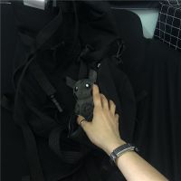 ins冷淡风个性钛钢硅胶手链 复古情侣土酷蹦迪手环男女朋克潮配饰 表带黑色光面 表带简单包装