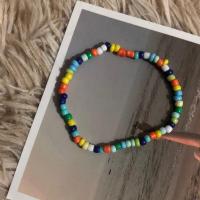 糖果色简约手链ins小众设计感森系花朵编织手串珠闺蜜手饰女夏款 彩色串珠(壹)