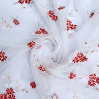 网纱布料拼色绣花软纱婚纱蕾丝汉服面料服装连衣裙手工diy布头 1号色/半米价/1.3米宽幅