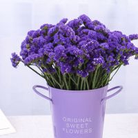 干花花束卉满天星瓶假仿客厅装饰品摆件批发玻璃永生塑料礼物插盆 紫色10支 不含花篮