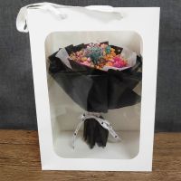 满天星永生花干花束生日礼物袋送闺蜜女朋友彩灯包装花束毕业礼物 混色满天星黑雾面纸[送礼袋 灯]