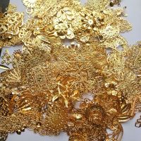 diy手工和风古风发饰汉服饰品配件材料 和风花片古装头饰材料混款 金色 混款花片 100克