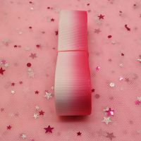 浅色渐变螺纹双边渐变热转印丝带彩虹螺纹带手工DIY发夹发饰材料 2.5双色渐变[深玫红+粉10米]