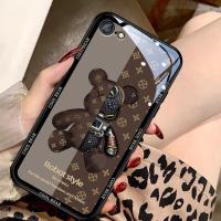 苹果6s/7/8plus手机壳iPhone6splus玻璃男女X防摔11/12全包可爱Xr 潮牌机械熊[玻璃壳] iph
