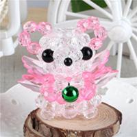 DIY手工串珠小动物挂件珠子 儿童玩具天使小熊挂件材料包卡通摆件 天使熊送福-粉色材料包2个装