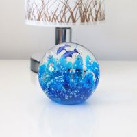 特价微瑕疵地摊清仓大处理玻璃琉璃手工艺术品外贸孤品装饰小摆件 直径8厘米蓝珊瑚球