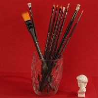 樱花黑骑士水粉笔 套装美术专用学生绘画扇形笔 丙烯画笔独立包装 黑色骑士+勾线笔