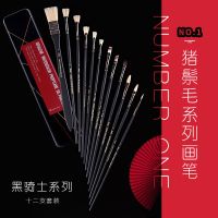 黑骑士水粉笔套装美术生专用丙烯水粉画笔扇形笔油画笔套装绘画笔 黑骑士12支画笔套装