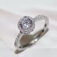 S925满天星求婚钻戒非宝石新款豪华式四爪微镶锆石仿真钻石戒指女 灰色高档绒盒包装 满天星求婚钻戒(开口可调节)
