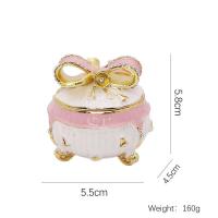 日系樱花粉色水晶首饰盒精致楼空水晶皇冠首饰盒婚戒盒求婚对戒盒 粉色--铃铛首饰盒