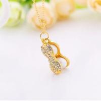 韩版珍珠花生项链 女 高档时尚锁骨链 长生果镶钻吊坠 金色