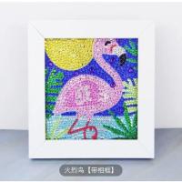 2021新款儿童5D钻石画学生手工贴钻石画diy卡通动物装饰画十字绣 火烈鸟[] 相框/油画布/工具包/钻石