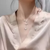 欧美镶钻星星锁骨链颈链长短可调节chocker满钻八芒星韩版项链潮 八芒星锁骨链