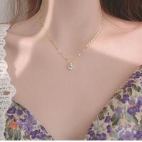 不褪色一颗钻锁骨链轻奢高级感钛钢项链女嘴唇素链简约闪锆石吊坠 嘴唇链 单钻项链 金色