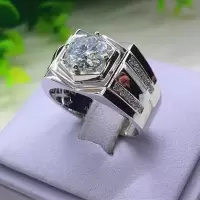 戒指男新款时尚潮流日韩微镶钻石中性戒指欧美流行百搭饰品 白锆石戒指 8号