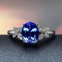 欧美手饰蓝色蝴蝶戒指 花朵饰品 公主订婚戒指镀金蓝水晶戒指 JZ009蓝宝石蝴蝶戒指