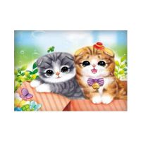 猫咪钻石画相框2022新款客厅卧室儿童暑假卡通动漫手工贴钻十字绣 A款[30X40CM]不含相框