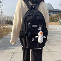 森系韩版原宿ulzzang大学生书包女大容量中学生ins日系港风双肩包 黑色 裸书包