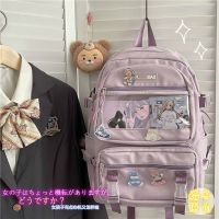 ins风日系大容量初中生背包高中学生书包女韩版原宿ulzzang双肩包 原宿书包紫(无挂件无徽章) 收藏店铺 送礼物 优