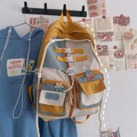 韩国ins风高中学生书包女日系原宿工装港风双肩包ulzzang旅行背包 港风双肩包蓝(无挂件) 收藏店铺 送礼物 优先发