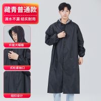 雨衣男女成人全身加长款雨披加厚徒步骑行电动自行车带书包位雨披 普通款-藏青长身雨衣-大帽檐+收紧袖 L