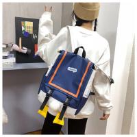 帆布双肩包女森系个性可爱日系中学生书包女韩版高中背包校园简约 标准普通版(关注送徽章)