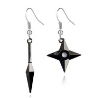 动漫周边火影忍者Cosplay大蛇丸同款耳环创意几何形镂空耳夹耳钉 苦无+手里剑-耳钩款