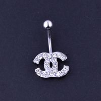 华胜饰品不锈钛钢放过敏 镶钻C脐钉 韩版脐环 肚脐扣 特价款 白色