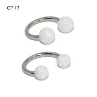 1个钢钛防过敏澳宝圆珠钢色内牙马蹄环穿刺饰品鼻环耳蜗耳骨钉 OP17 1.2x8x3x3mm
