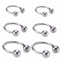 欧美鼻钉鼻环鼻中隔非主流唇钉耳骨钉多用环穿孔穿刺饰品3个一卖 钢色 8MM 10MM 12MM