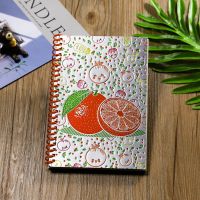跨年礼物A5线圈本笔记本本子可爱少女心手账本活版印刷学生日记本 A5[橙子]内页120页 一本装